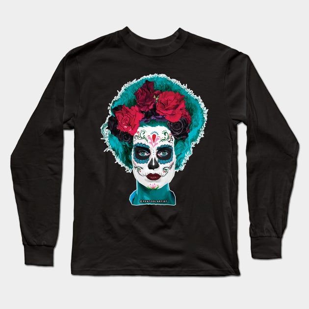 Day of the Dead Bride Long Sleeve T-Shirt by pentoolarts